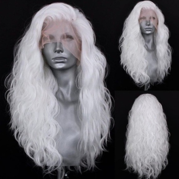 22” WhiteWavy Curly Lace Wig NEW